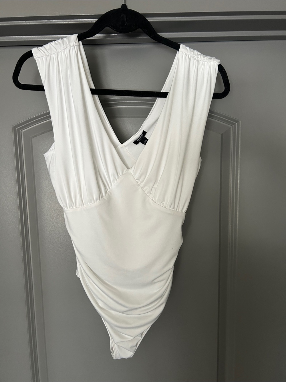 Express White V-Neck Sleeveless Bodysuit